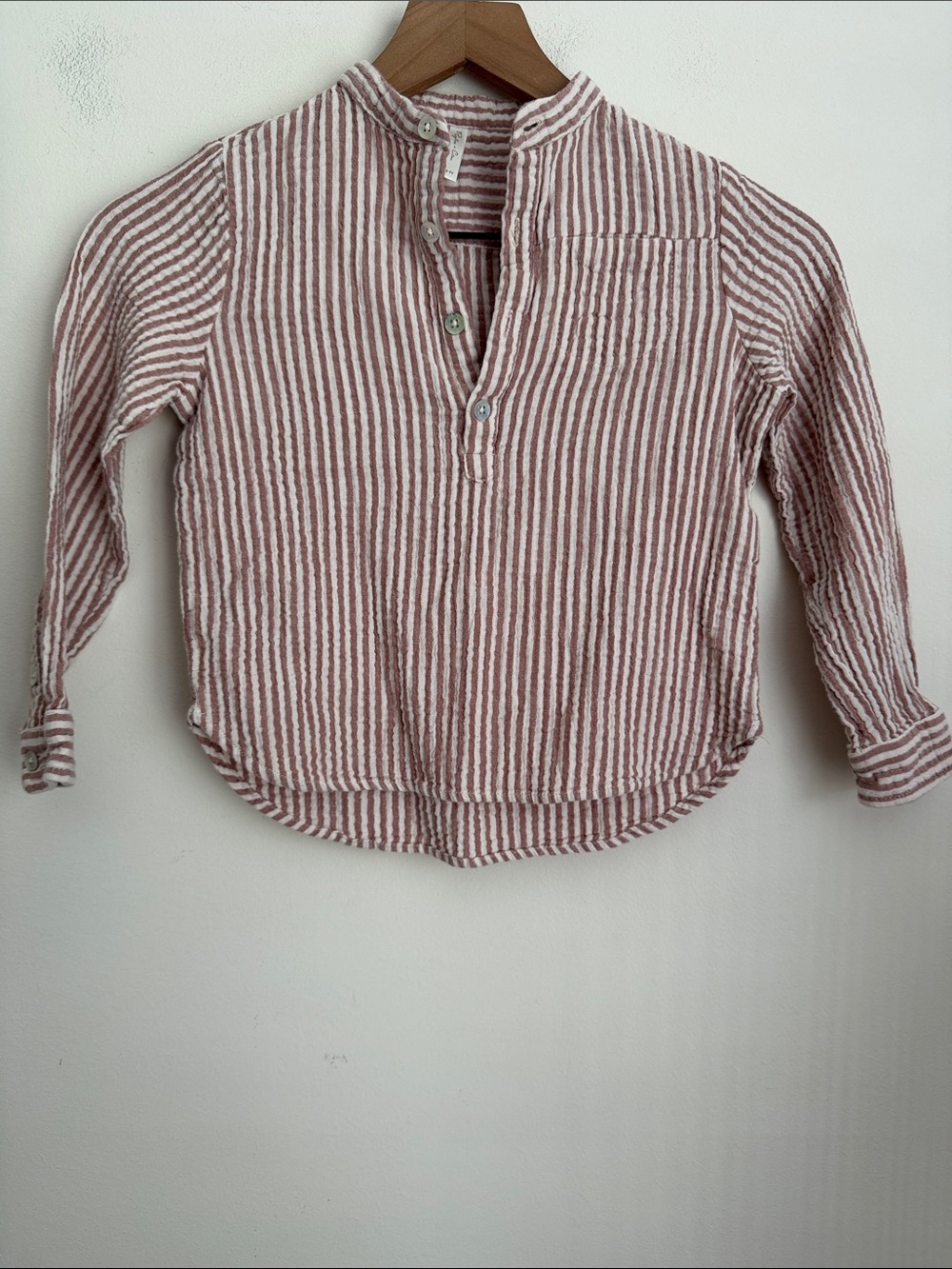 Rylee + Cru striped textured Henley top long sleeve 6-7